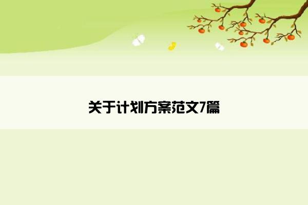 关于计划方案范文7篇